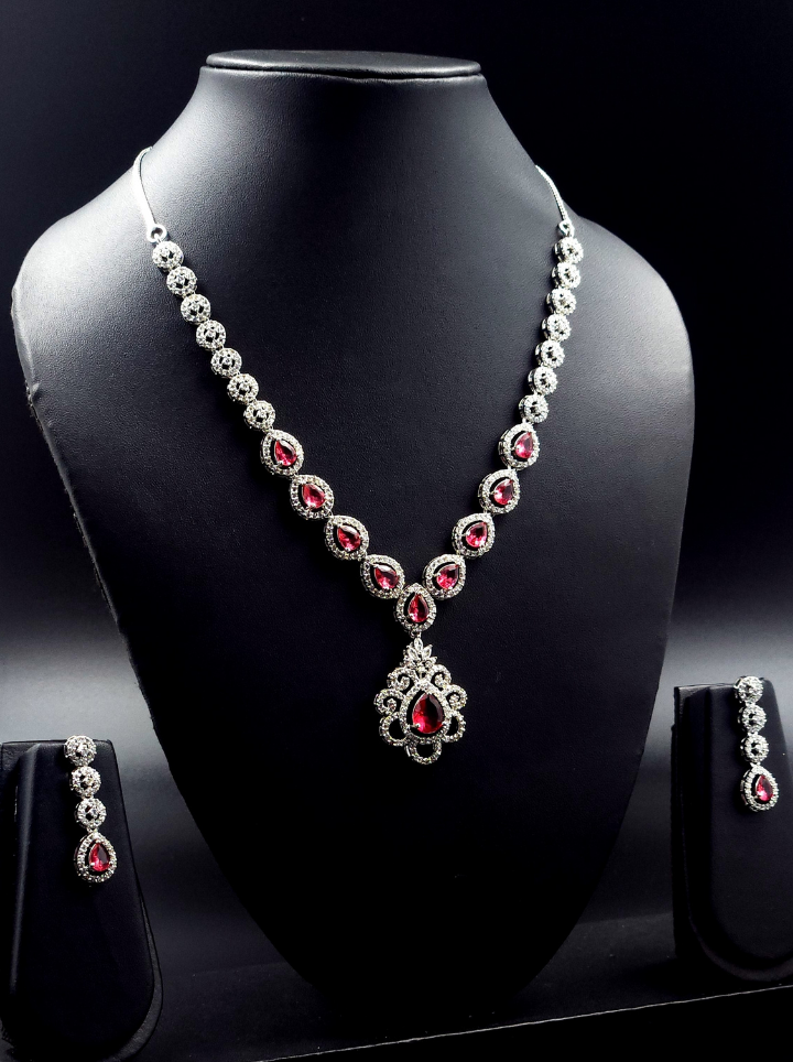 American Diamond Drop Pendent Set