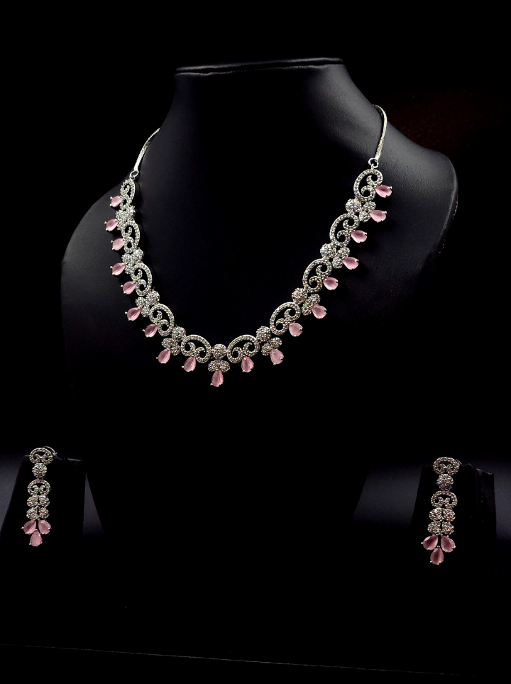 Rose Diamond Necklace Set
