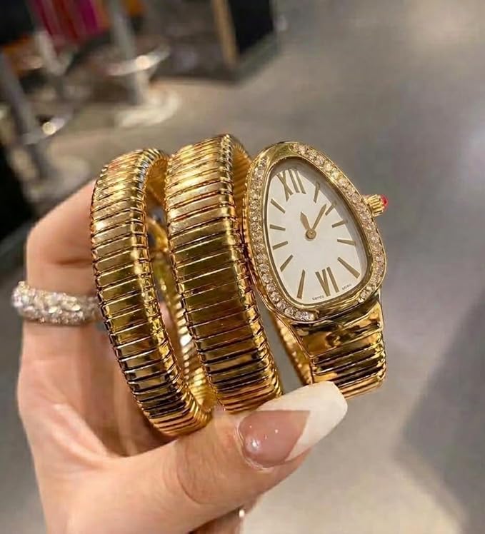 Golden Snake Watch with Spiral Bracelet