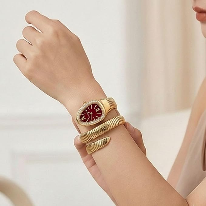 Golden Snake Watch with Spiral Bracelet