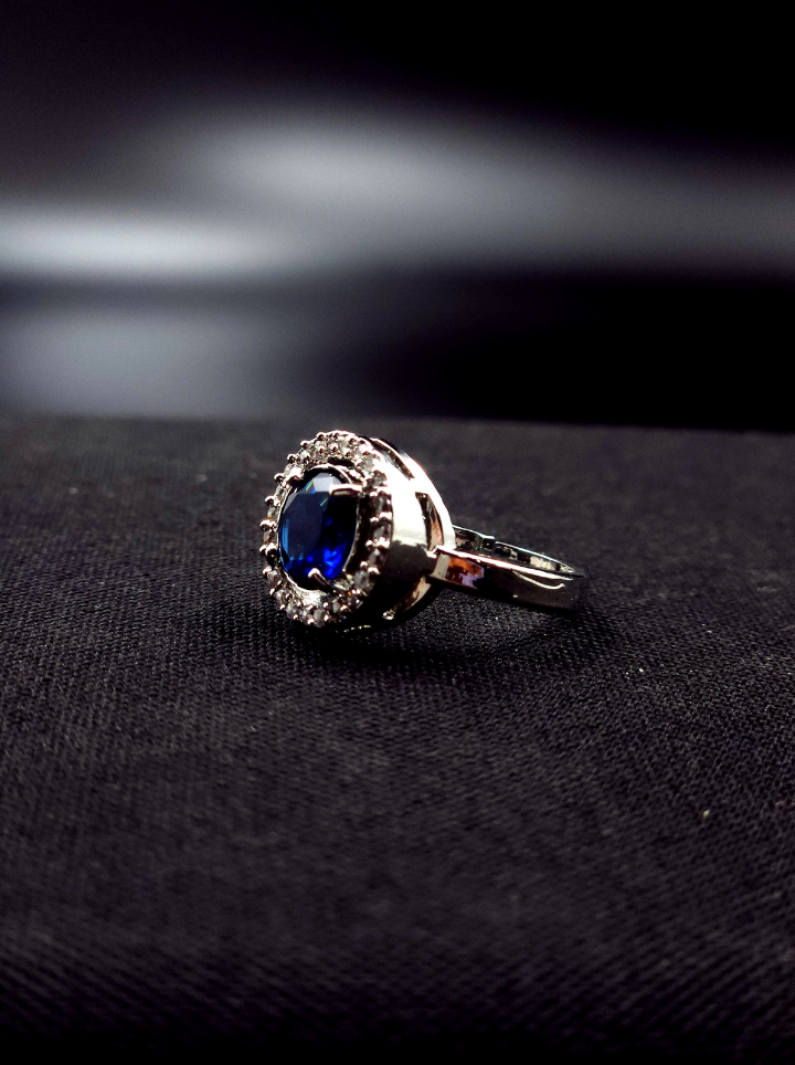 Midnight Sapphire Glow Adjustable  Ring