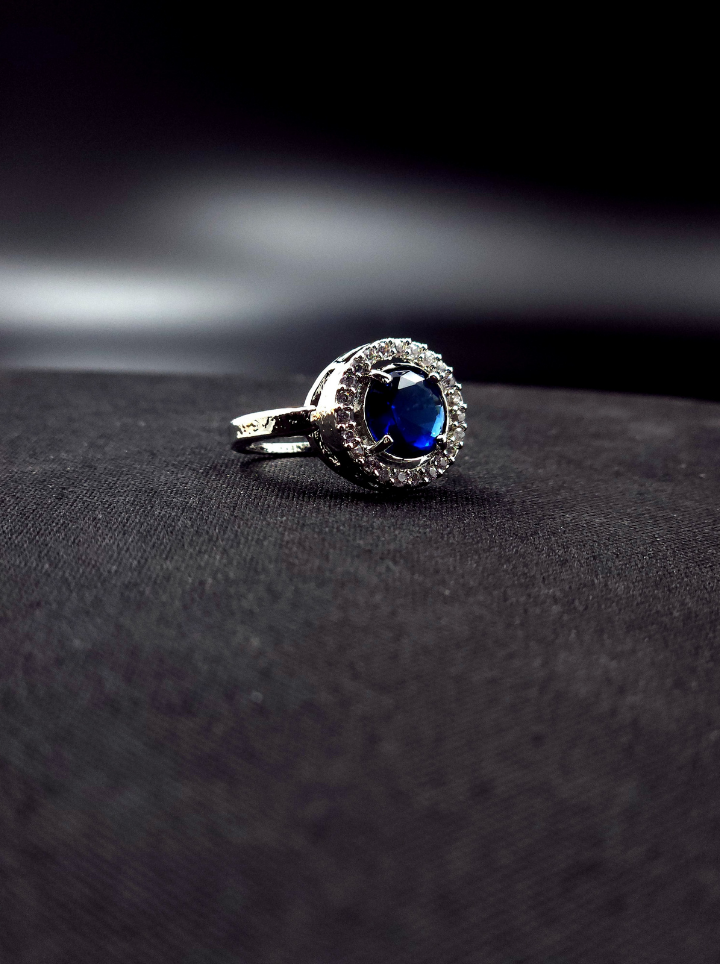 Midnight Sapphire Glow Adjustable  Ring