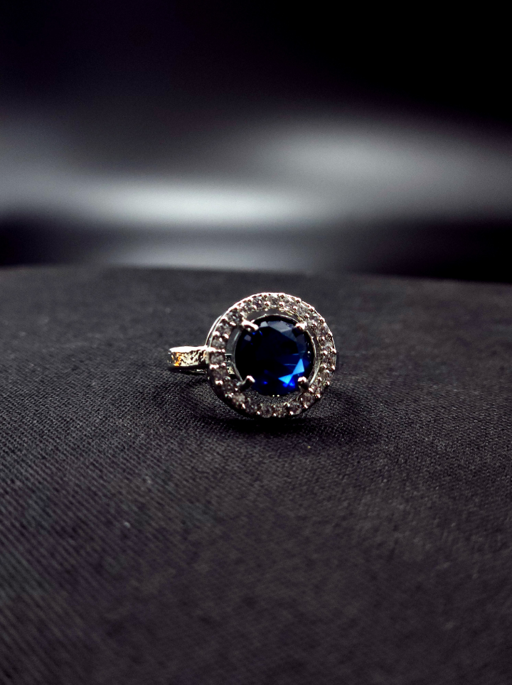 Midnight Sapphire Glow Adjustable  Ring