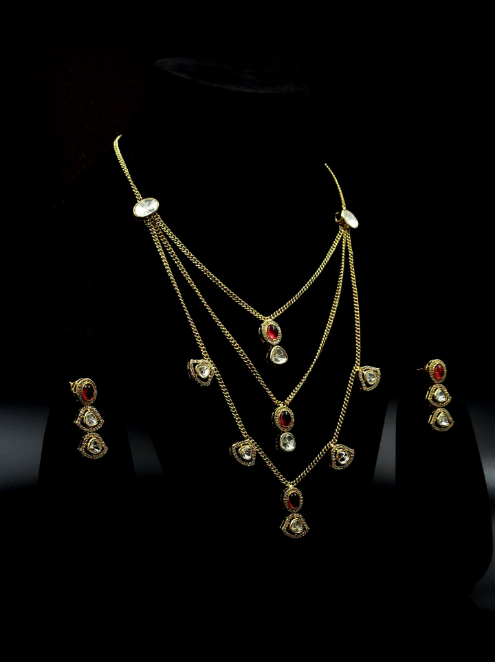 3 Layer chain pendent moissanite Neckpiece