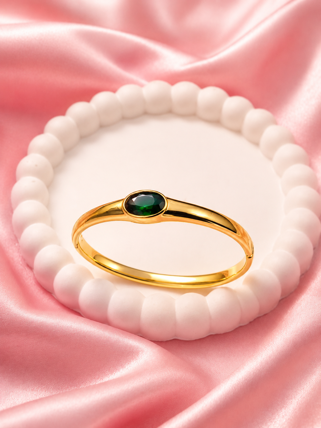 Mystic Hamsa Bracelet - Green Stone
